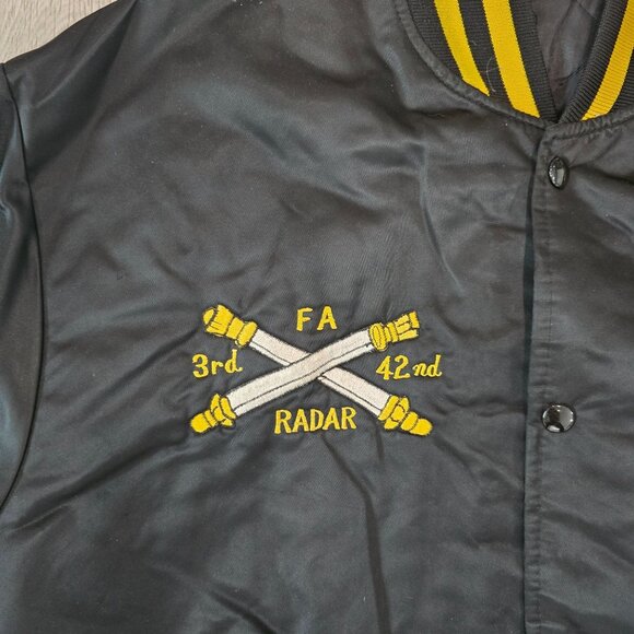 vintage U.S. Army Black & Yellow Embroidered Satin Jacket X-Large Chong Trading - Picture 8 of 9